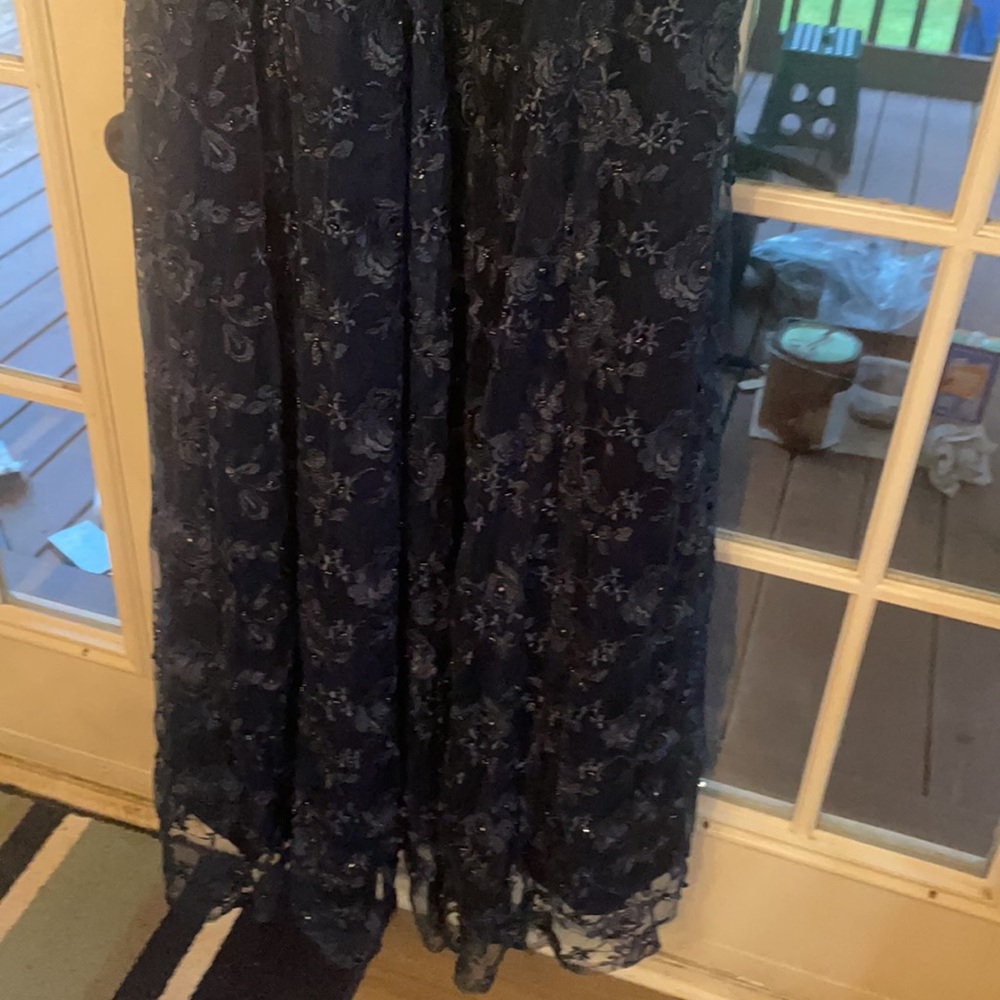 Navy lace a line princess v neck - Picture 6 of 8
